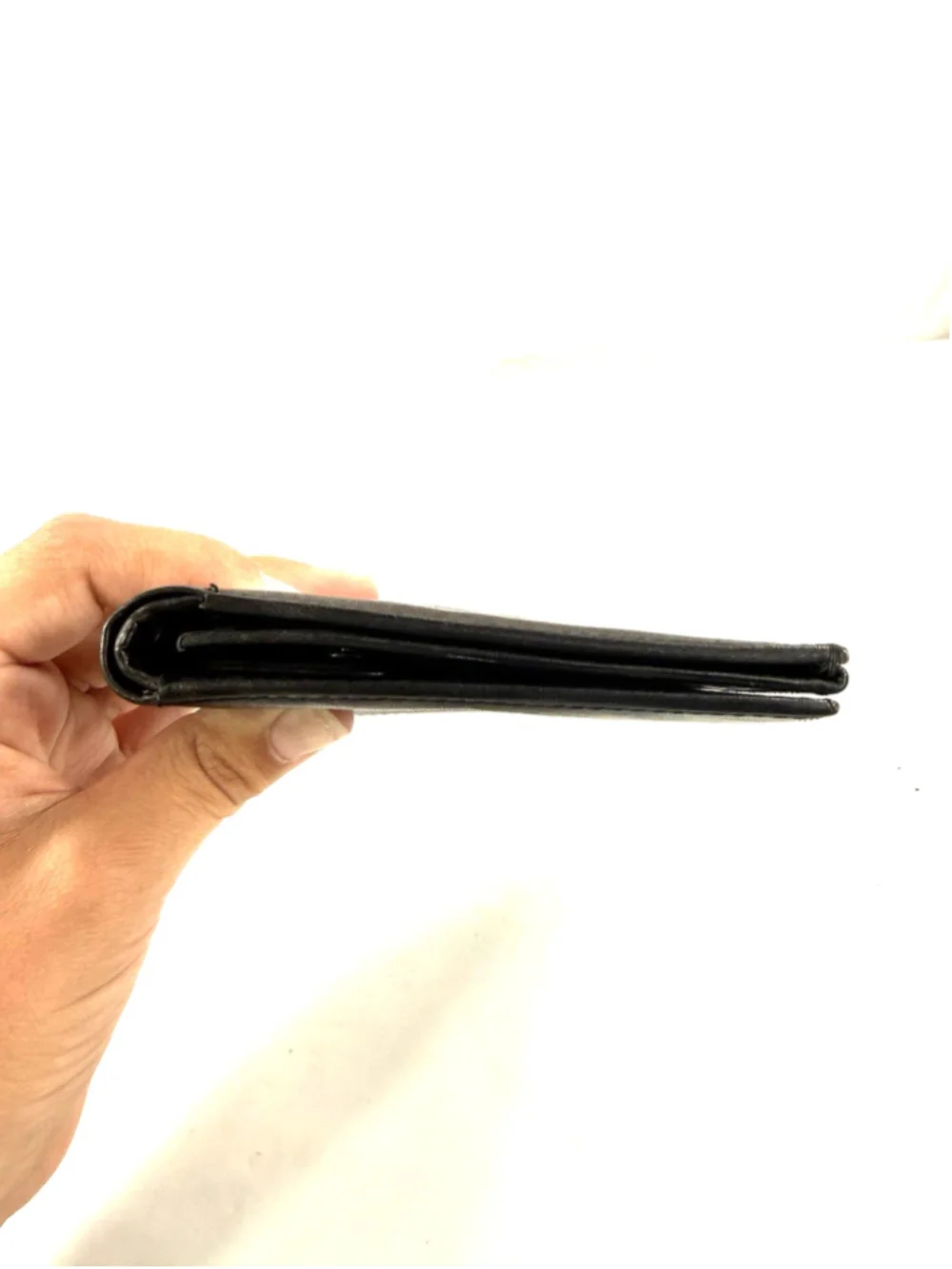 Hand Crafted Genuine Leather Wallet Men Black Trifold Credit Cards ID Cash India